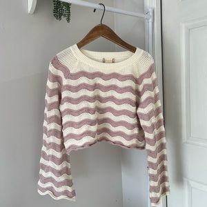 Altar'd State Kelsey Striped Chenille Sweater SZ Medium | boho free people